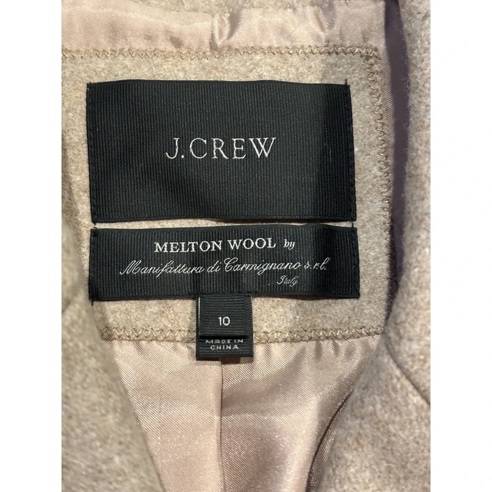 J. Crew Melton Wool Peacoat Jacket Overcoat Double Breasted Beige Women's 10 - Picture 6 of 6